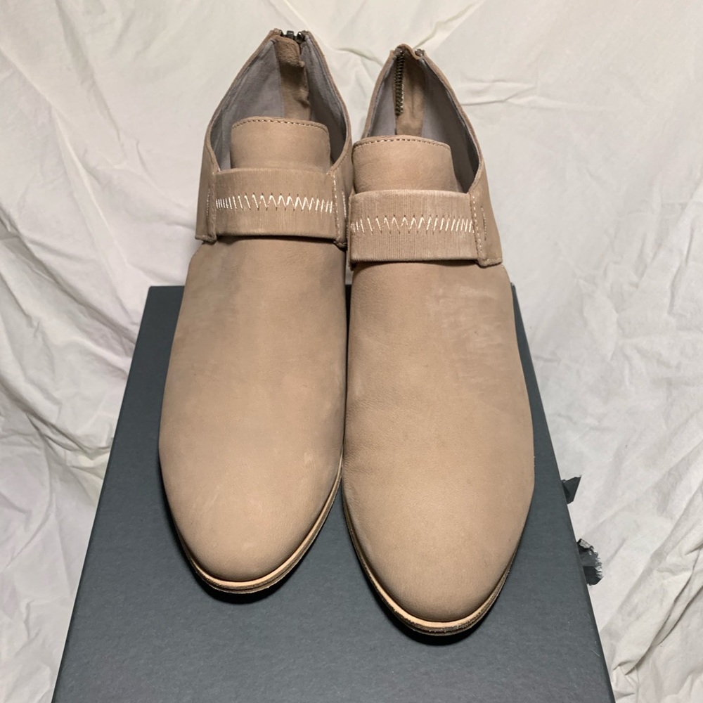 Booties - Suede Eileen Fisher booties in Taupe.